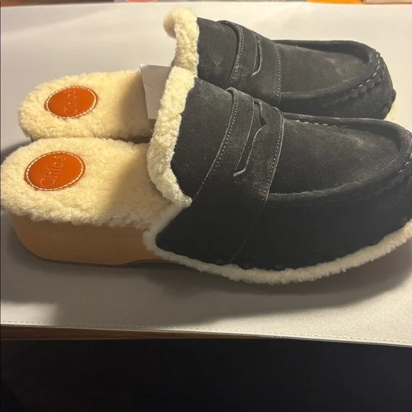 Chloe Black and Cream Mules - Picture 4 of 10